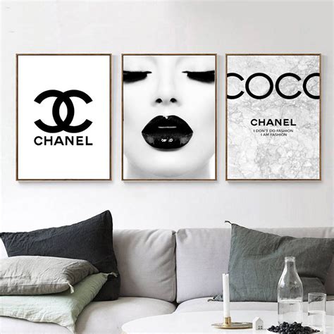 framed chanel wall art|black and white chanel painting.